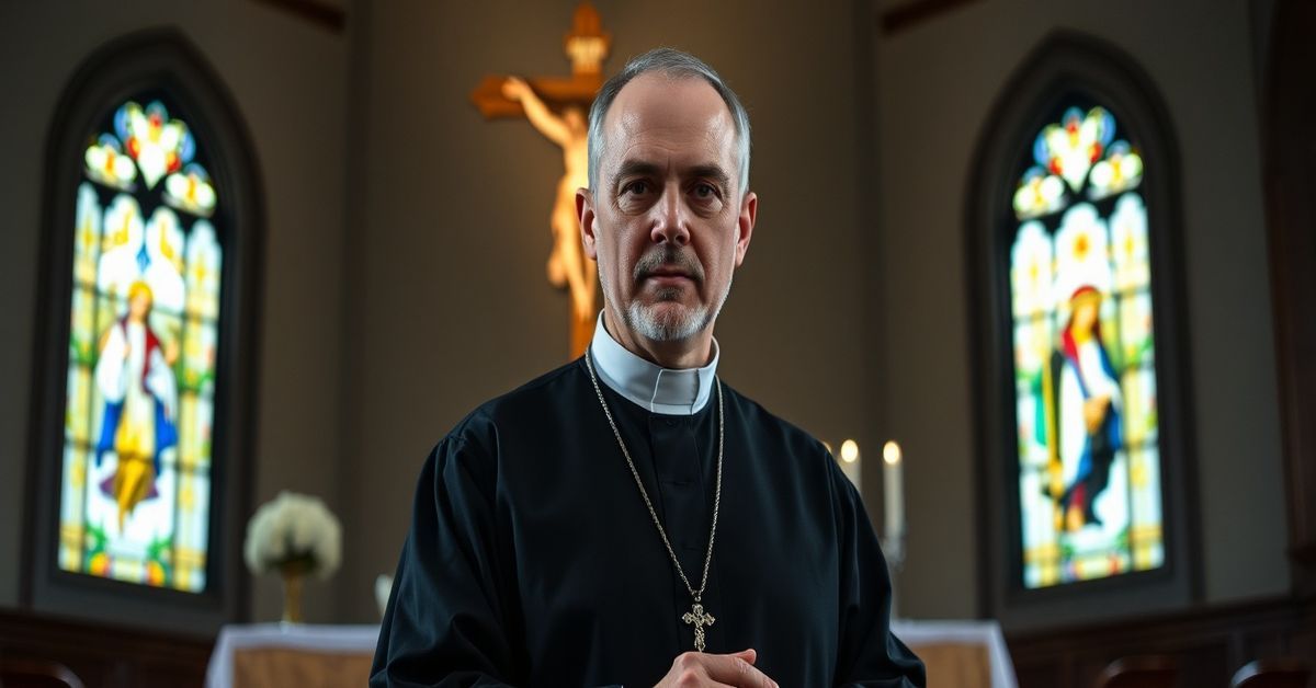 Sedevacantist Priest Reflects on Neo-Church's Peace Charade A solemn Catholic priest in traditional attire reflecting on the moral bankruptcy of the post-conciliar church and its handling of the Ukraine conflict.