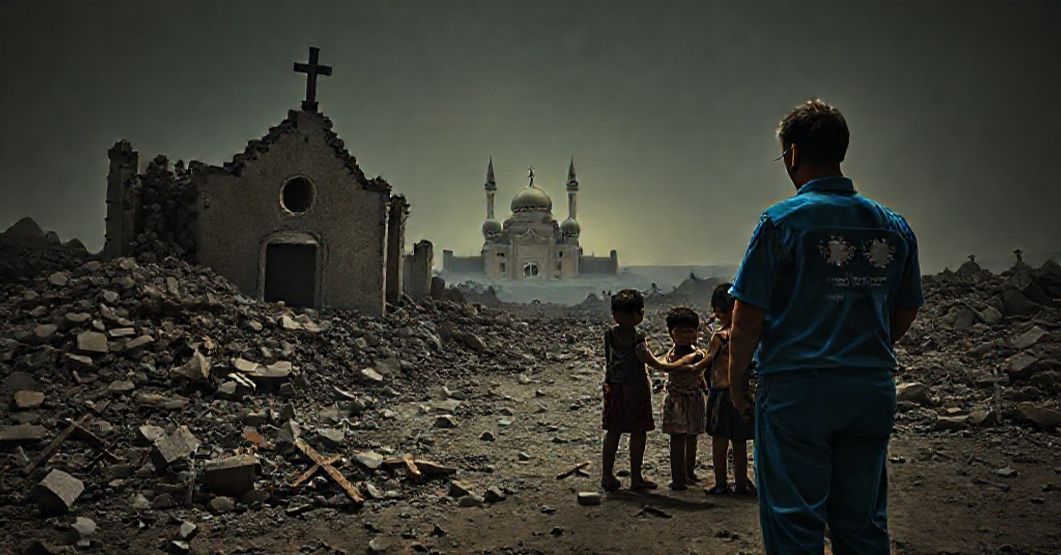 Destroyed church in Gaza with UNICEF vaccination campaign amid spiritual desolation
