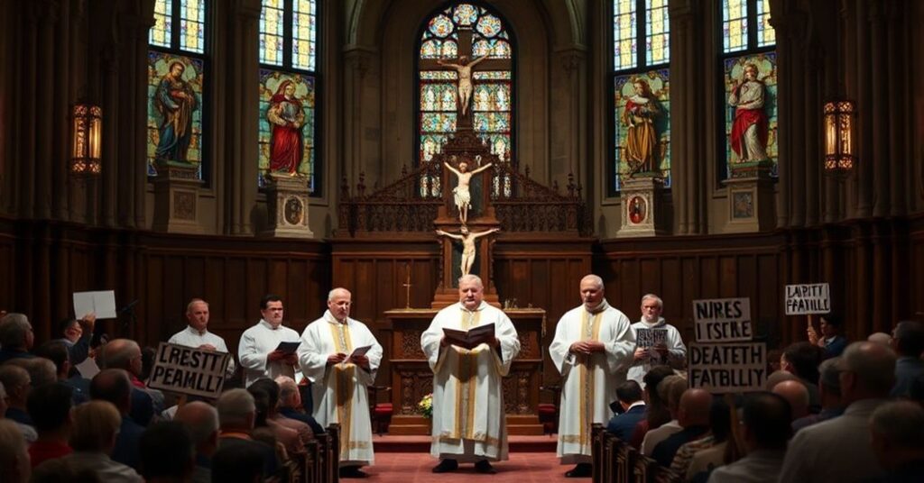 Three modernist "bishops" in Tennessee promote heresy against the Church's teaching on capital punishment in a solemn cathedral setting.