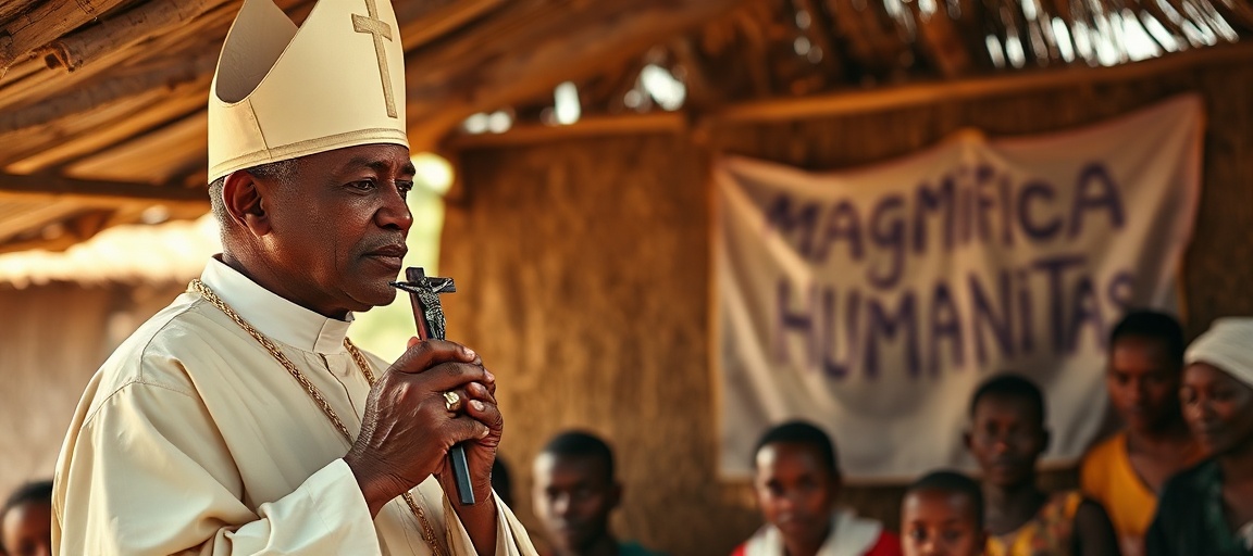 A Catholic priest in an African village teaching the importance of Christ's Kingship amid modernist distortions.