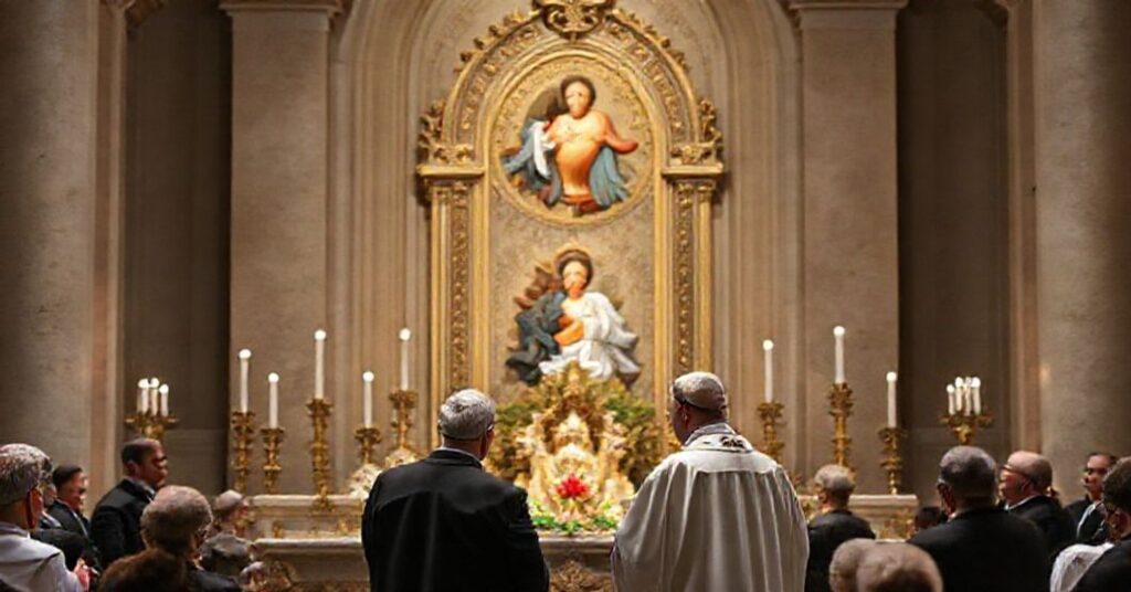 US Bishops and political figures at a 2026 consecration ceremony to the Sacred Heart of Jesus, reflecting theological compromise and modernist influence.