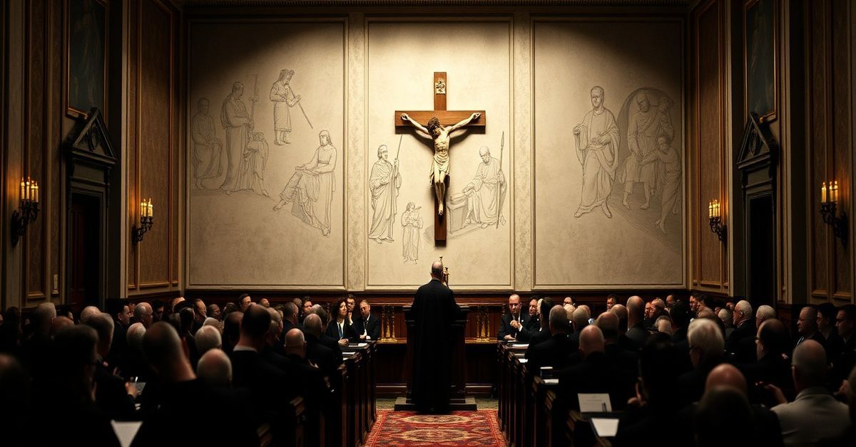 Vatican seminar on AI ethics without Christ the King's reign, featuring Bishop Paul Tighe, Father Paolo Benanti, and Professor Corrado Giustozzi.