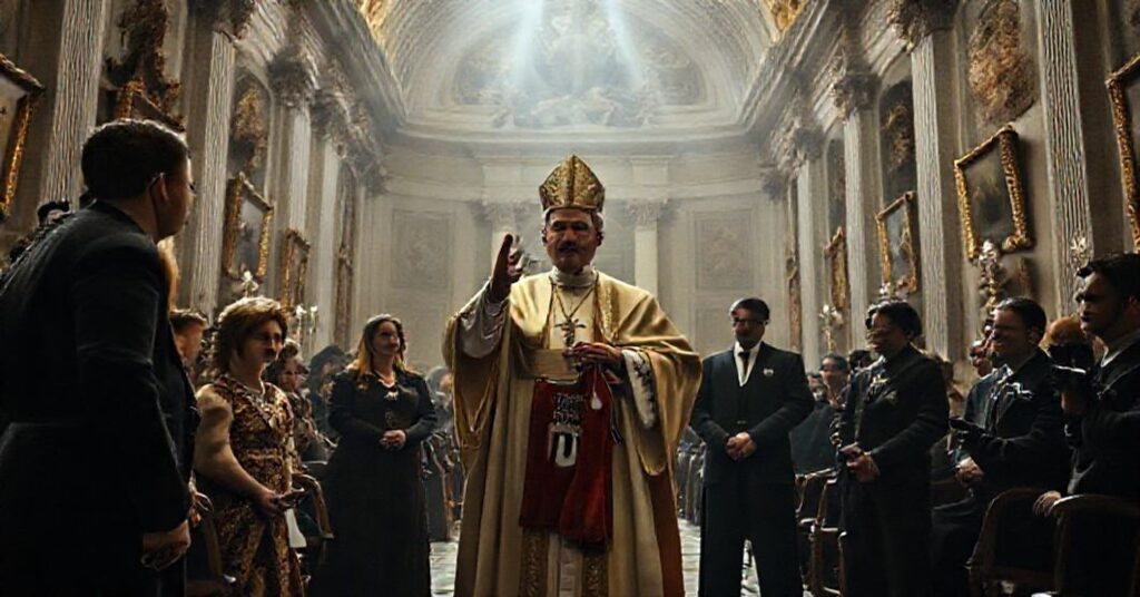 Antipope Leo XIV with Cate Blanchett and Spike Lee in a Vatican event promoting cinema as a false spiritual art.