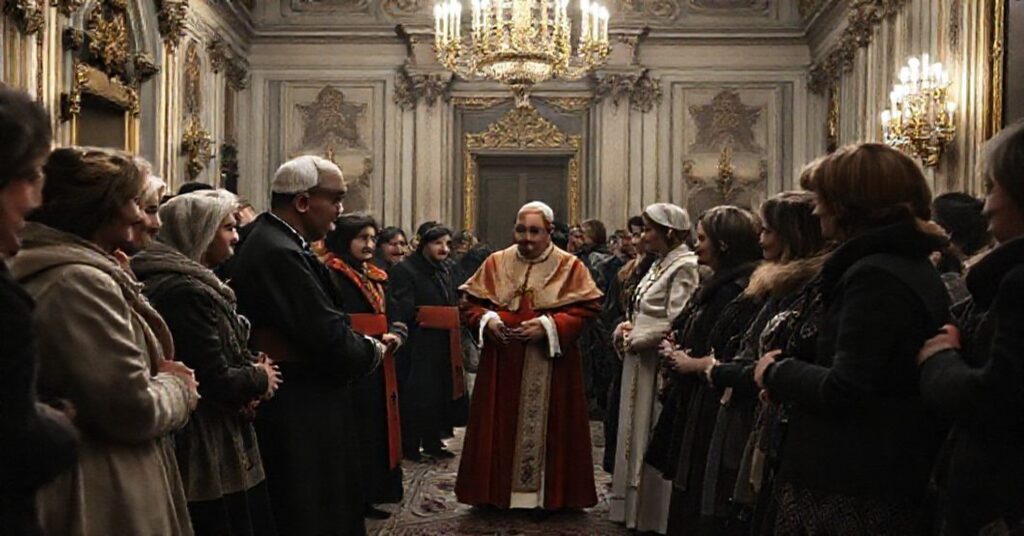 A somber meeting in the Vatican between antipope Leo XIV, Senator Amy Klobuchar, and Ukrainian victims of war.